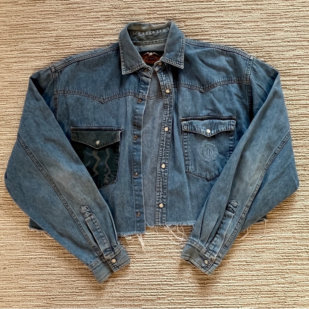 Harley Davidson Jean jacket flannel cropped